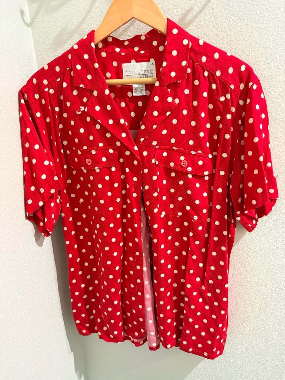 Nordstrom Town Square Vintage Red and White Polka Dot Blouse